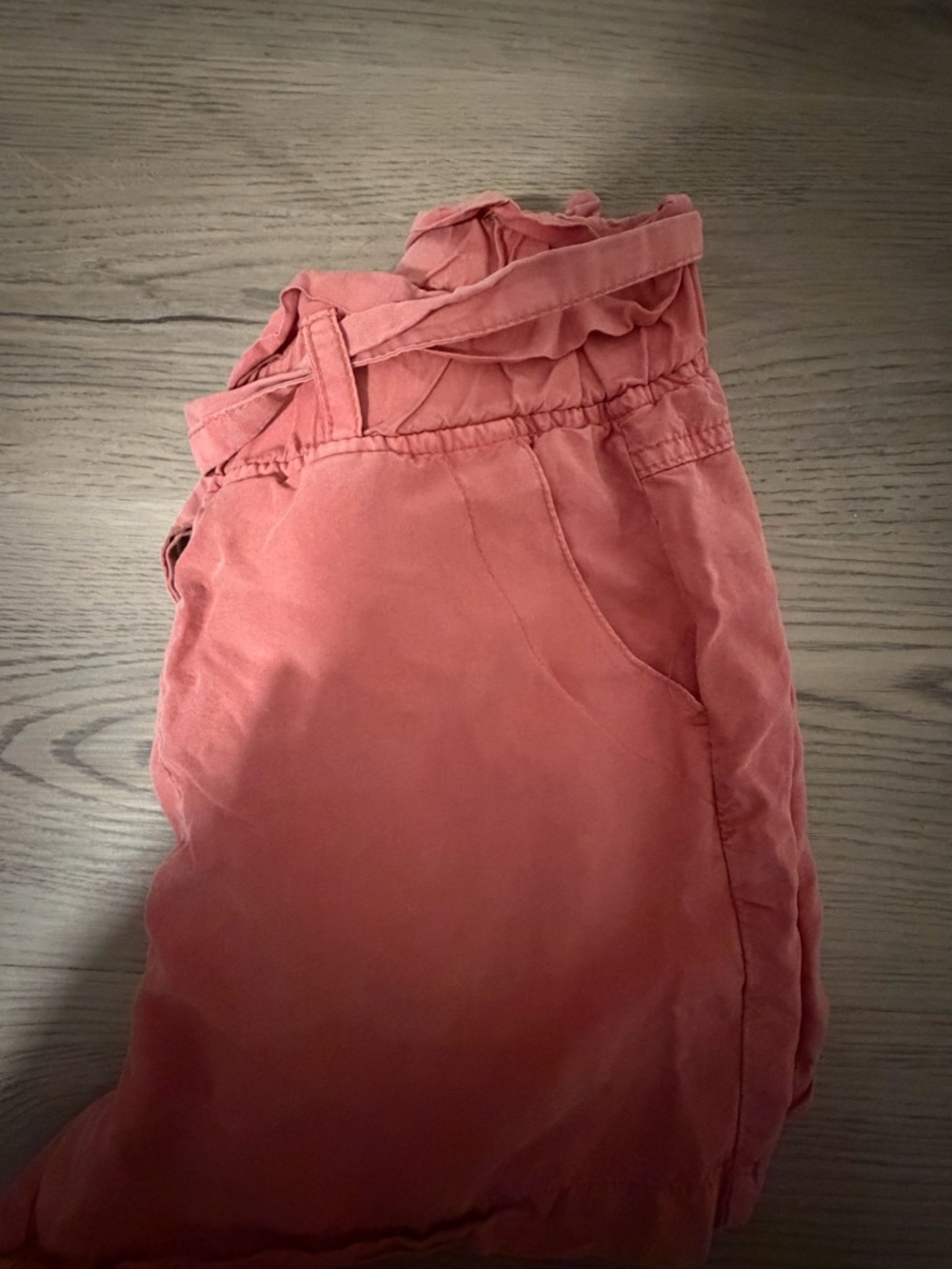 Coral Pink Paperbag Waist Shorts